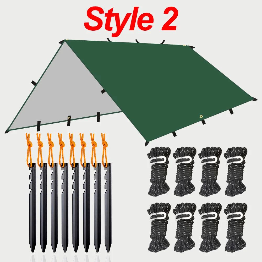 19 Hang Point Tarp Waterpoof Survival Bushcraft Sun Shelter Beach Shade Tent Outdoor Canopy Backpacking Tourist Awning 4x4 3x3m 3x3m