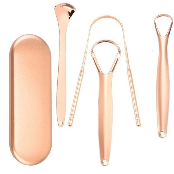4/5Pcs Stainless Steel Useful Tongue Scraper Cleaner Reusable Fresh Breath Cleaning Coated Tongue Oral Hygiene Care Tools