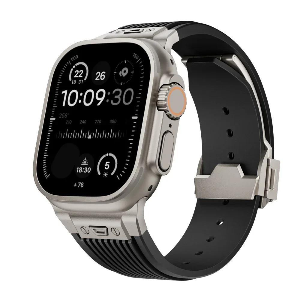 

Силиконовый спортивный ремешок для Apple Watch Ultra 2/1 49мм Серии 10 9 8 7 45мм 46мм Резиновый ремешок для IWatch 6 5 4 3 Se 44 42мм Браслет Series Ultra1 2 49MM