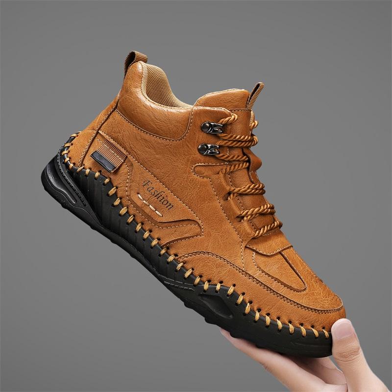 38-48 Men Large Size Hand-stitching Leather Men Boots Split Leather Casual Leather Shoes Men Ankle Boots
