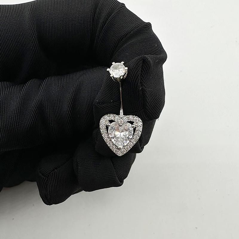 

1Pc Trendy Heart Zircon Belly Button Rings For Women Piercings Navel Rings Sexy Body Jewelry as the picture
