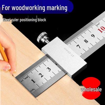 Righello dritto esclusivo in acciaio inossidabile con blocco di posizionamento e limitatore di tracciatura - 15/20/30/40 cm per la lavorazione del legno