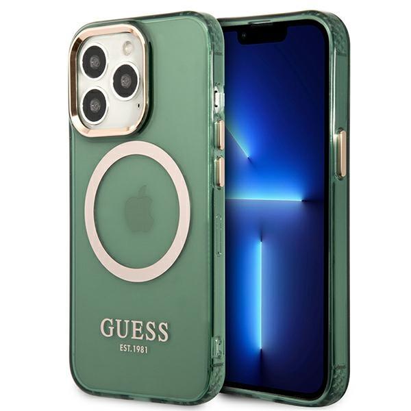 Guess Guhmp13Lhtcma Iphone 13 Pro / 13 6,1 Green/Khaki Hard Case Gold Outline Translucent Magsafe