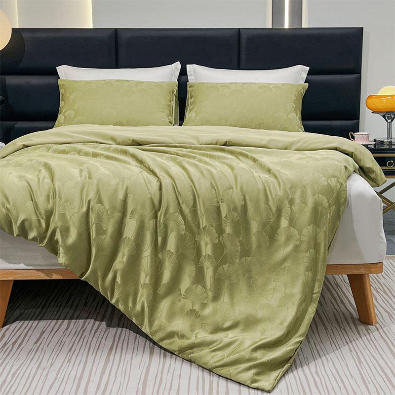 Luxury Glossy Jacquard Duvet Cover Set High-Quality Solid Satin Soft Quilt Cover Kits Four Seasons Home Accessories for Bedroom