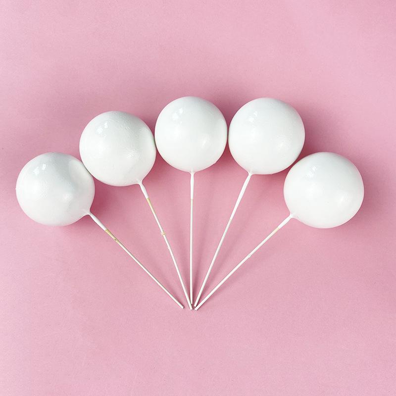 Sada zlatých kuličkových dekorací na dort - 10 kusů: Pěnová koule Narozeninová pekařská zapichovátka a doplňky na dezertní stůl