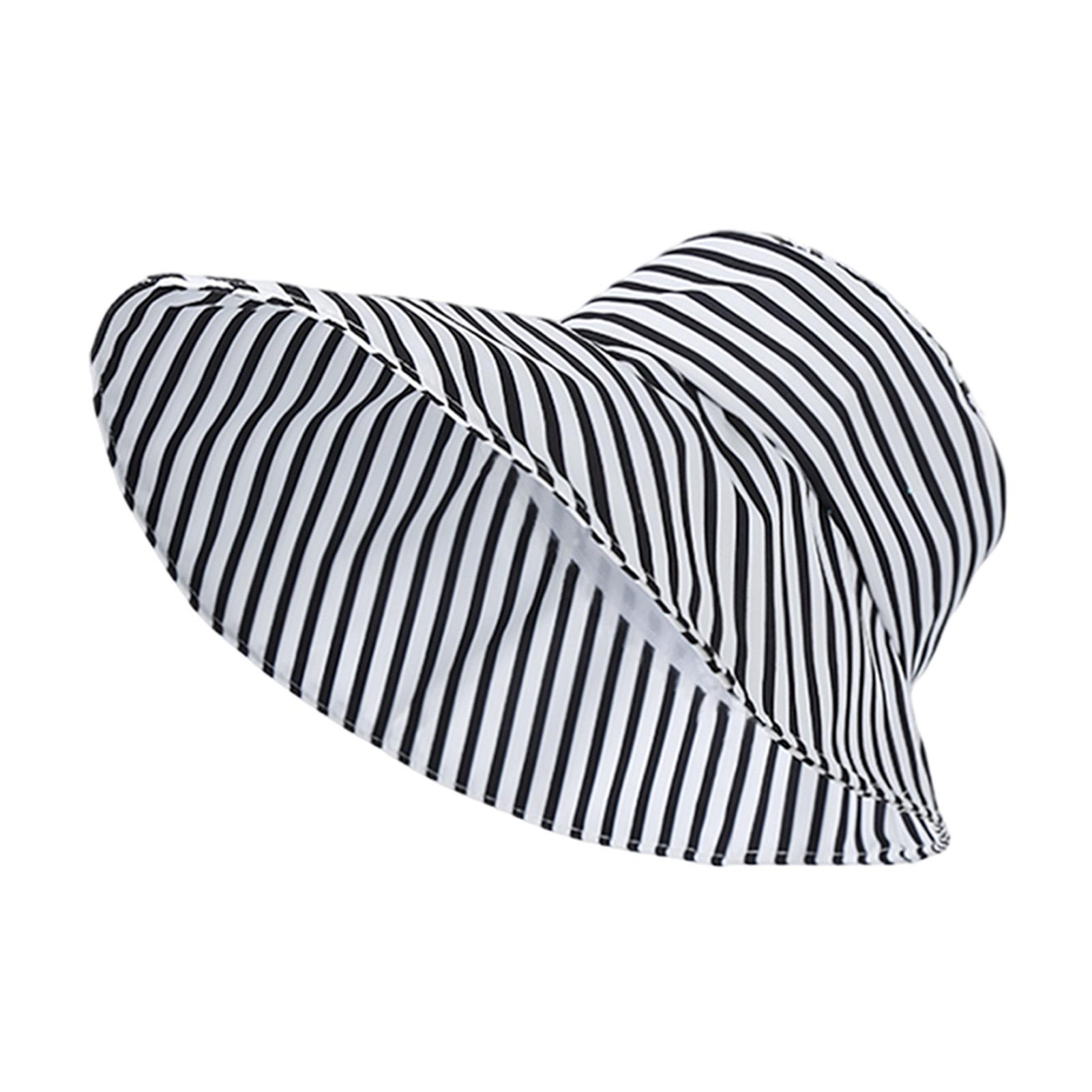 

Wide Brim Summer Sun Hat Breathable Outdoor UV Protections Beach Sun Cap Stripe Hat for Fishing Hiking Camping Traveling черный белый