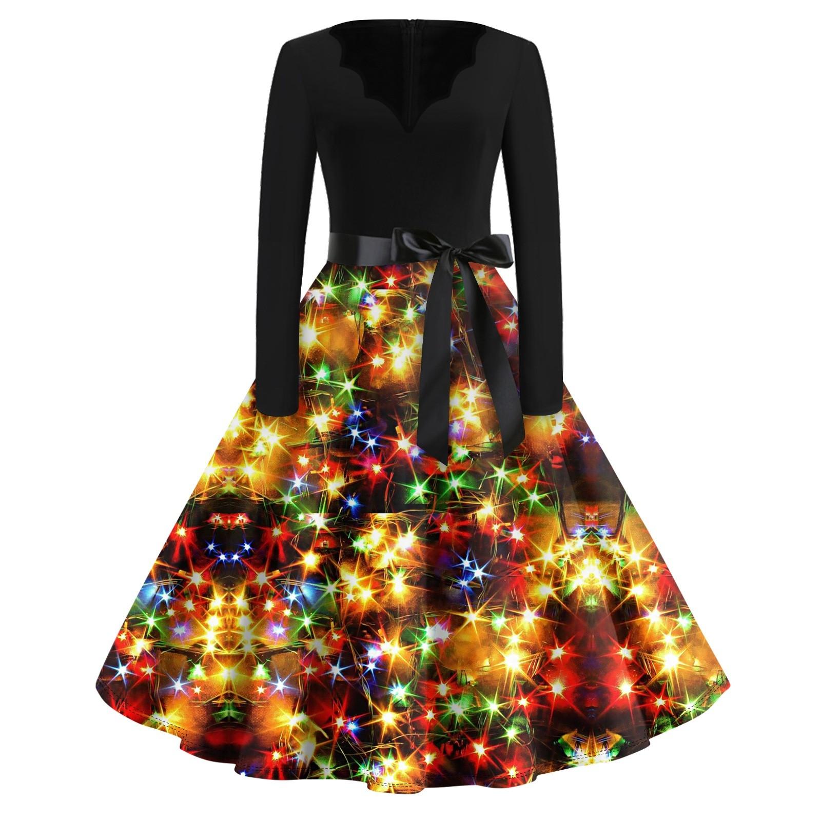 Женское повседневное модное длинное платье с V-образным вырезом и длинным рукавом — фото 10