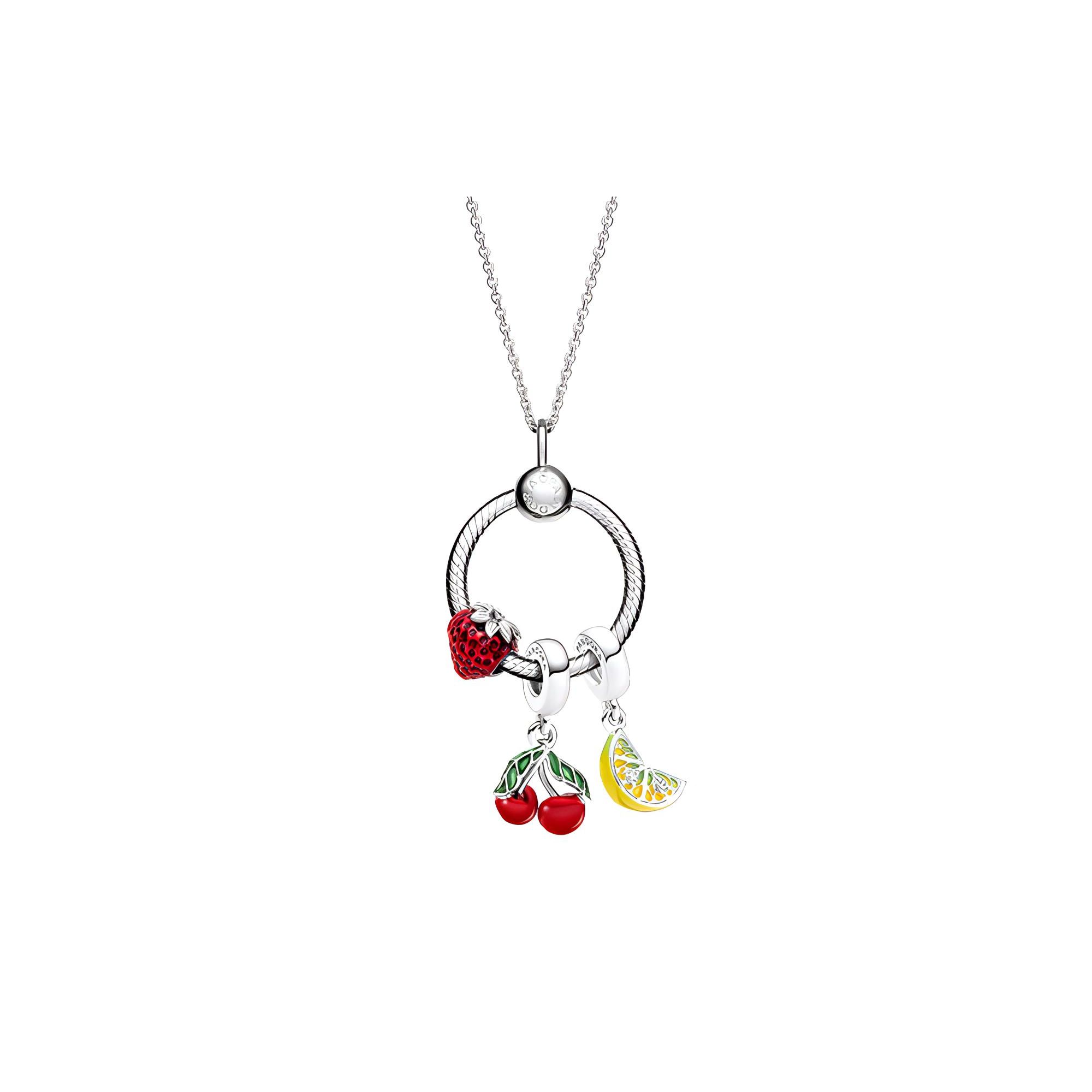 Pandora Fruit Party 925 Silver Necklace Set Women necklaces ZT2388 Silver,F