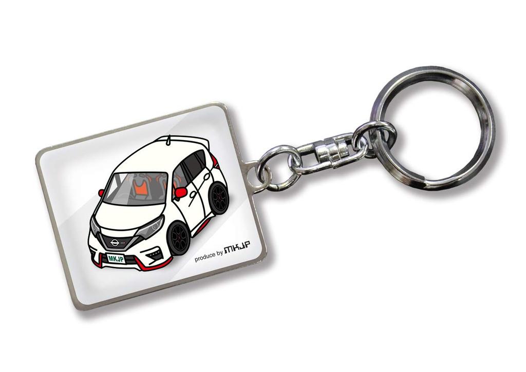 MKJP Custom Keychain for Nissan Note Nismo E12, White Base, White Car Color