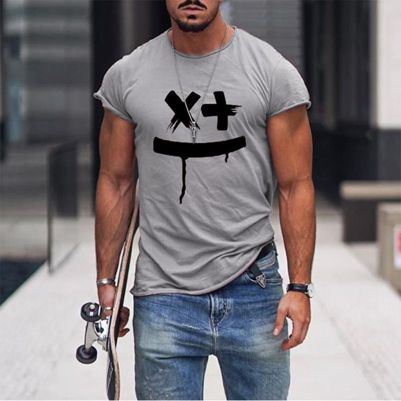 Smile Face 3D Printed Short Sleeved T-shirt Leisure Hip Hop Summer Breathable Polyester Simple Round Neck Top