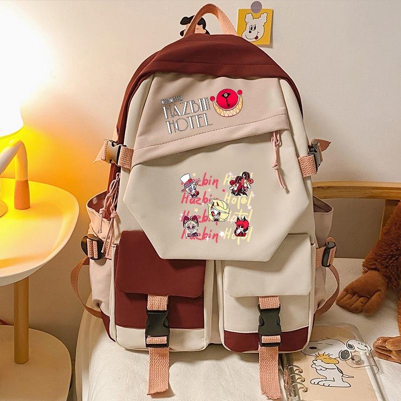 Hell Inn Boys And Girls Elementary And Secondary School Bags Cartoon Hazbinhotel Trendy Backpack Cool
