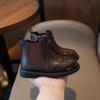Children Leather Shoes  Spring Autumn Kids Ankle Boots Brogue Style Unisex Toddler Boys Girls Casual Hiking Boot Black,Brown