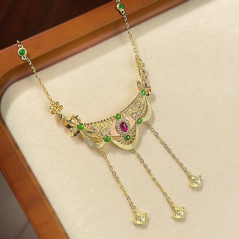 New Necklace Earring Accessories Versatile Ethnic Style Collarbone Chain Retro Pendant Chinese Bead Niche Female