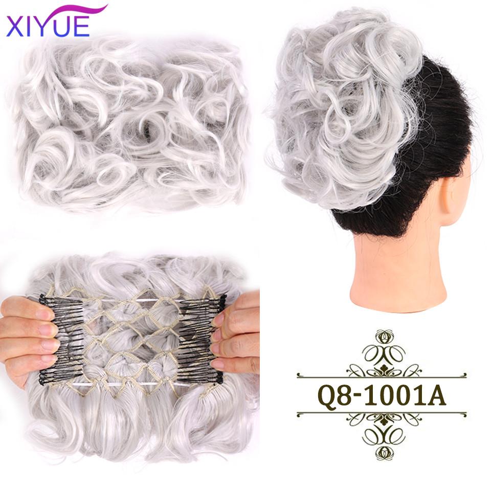 LARGE Comb Clip In Curly Hair Extension Synthetic Hair Pieces Chignon Women Updo Cover Hairpiece Extension Hair Bun
