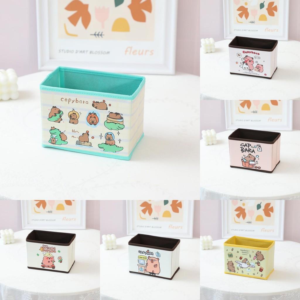 Capybara Adorable Desktop Box With Foldable Design For Stationery And Cosmetics