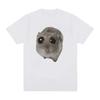 Funny Sad Hamster Meme Cry BiG Eye Cute Mouse  T Shirt Men Women Casual Short Sleeve T-shirts Tops 100% Cotton Oversized T-shirt