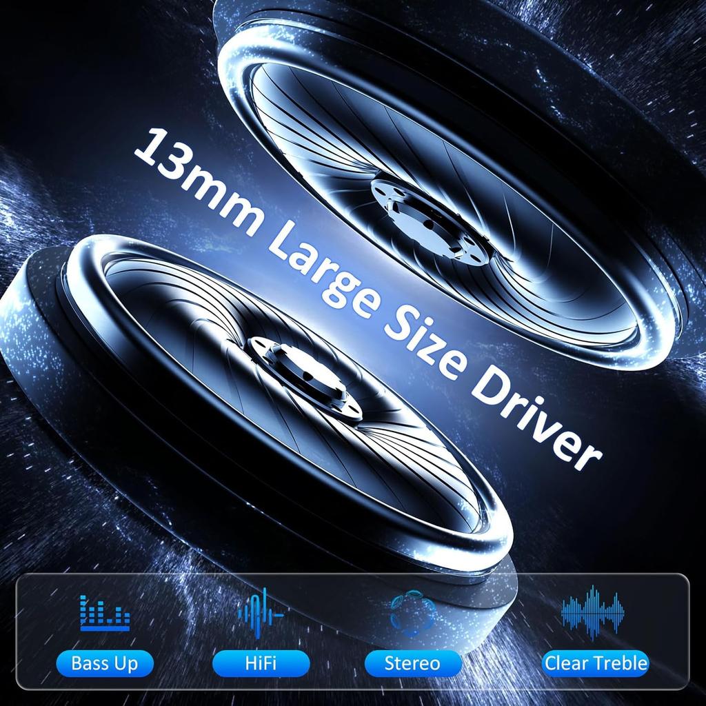 Kabellose Ohrhörer Bluetooth 5.4 6 Mikrofone ENC Geräuschunterdrückung Ohrstöpsel Tiefer Bass HiFi Stereo LED-Anzeige 48H Wiedergabezeit Kopfhörer IPX7 Kopfhörer Android iOS