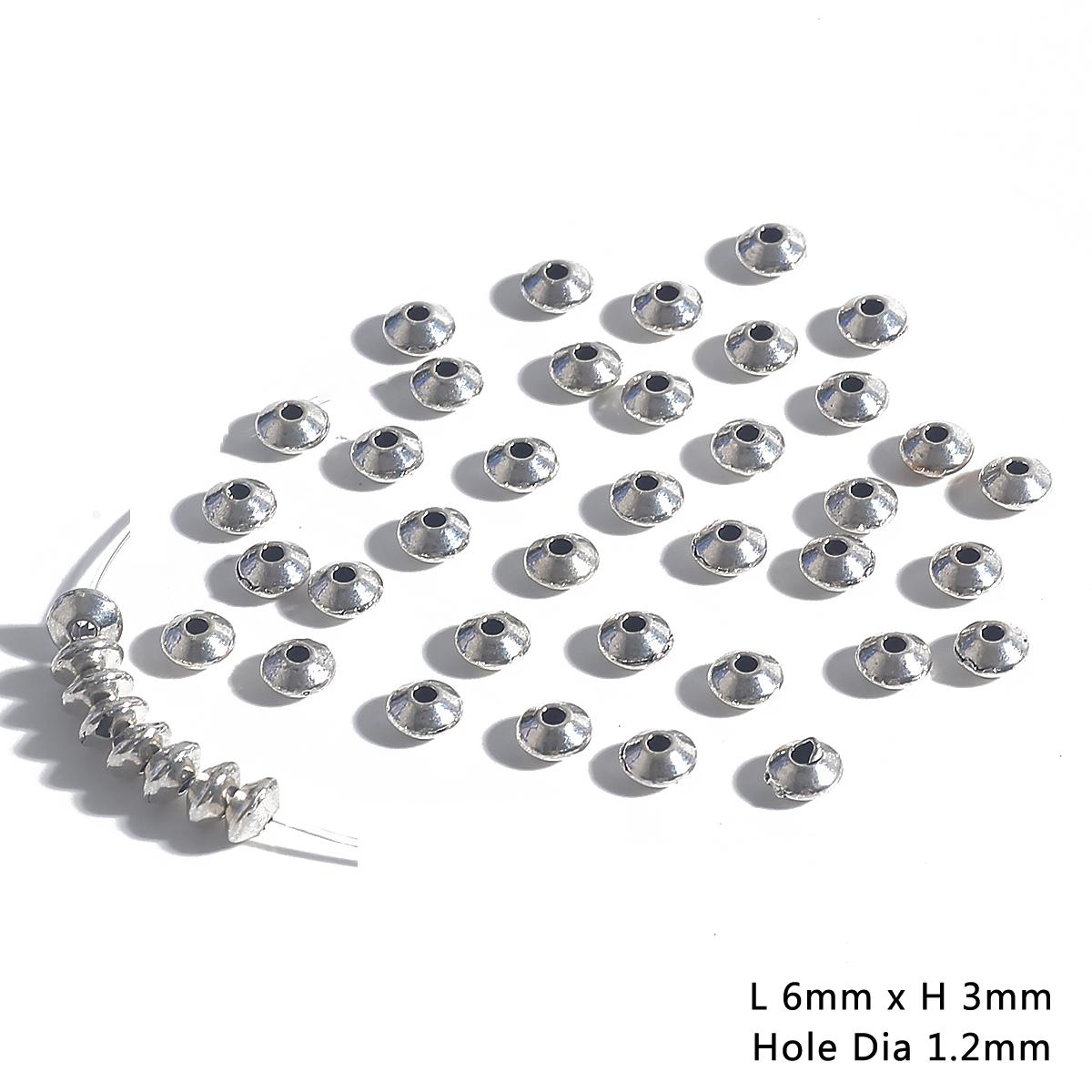 

30-50 шт. Розпірні намистини зі сплаву з античним металевим конусом для виготовлення ювелірних виробів 05-6x3mm 50pcs срібний