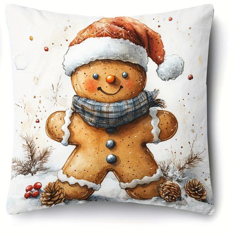 

Праздничные наволочки с имбирным пряником: Очаровательный рождественский декор для вашего дома Наволочка на диванную подушку Новогоднее украшение для дома и комнаты 16x16Inch