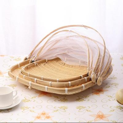 Cesta de Bambú para Bollos al Vapor y Cubierta para Almacenamiento de Frutas/Verduras