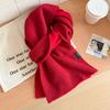 Age-reducing Korean version of blue polka dot double-sided pure knitted scarf for women's winter versatile students thickened warm scarf