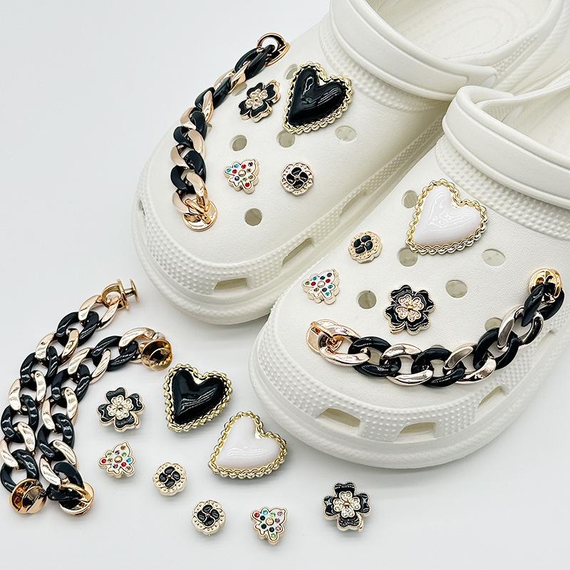 Cute Resin Starfish & Shell Croc Shoe Buckles with High-End Flower Accessories