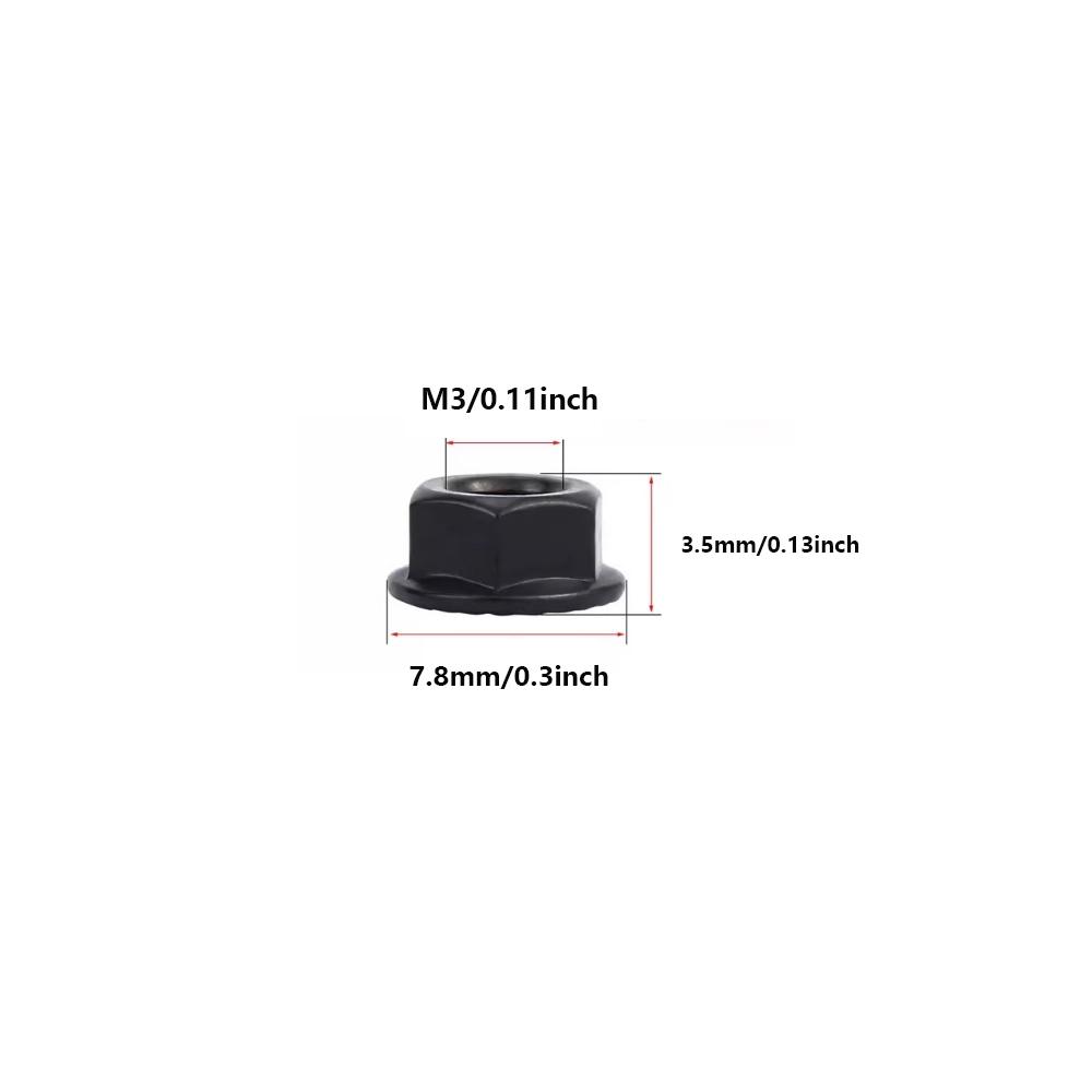 5/10/25/50/100pcs Hex Flange Nuts M3 M4 M5 M6 M8 M10 Black and White Zinc Plated Carbon Steel Metric Hex Nuts M3 Black 10pcs