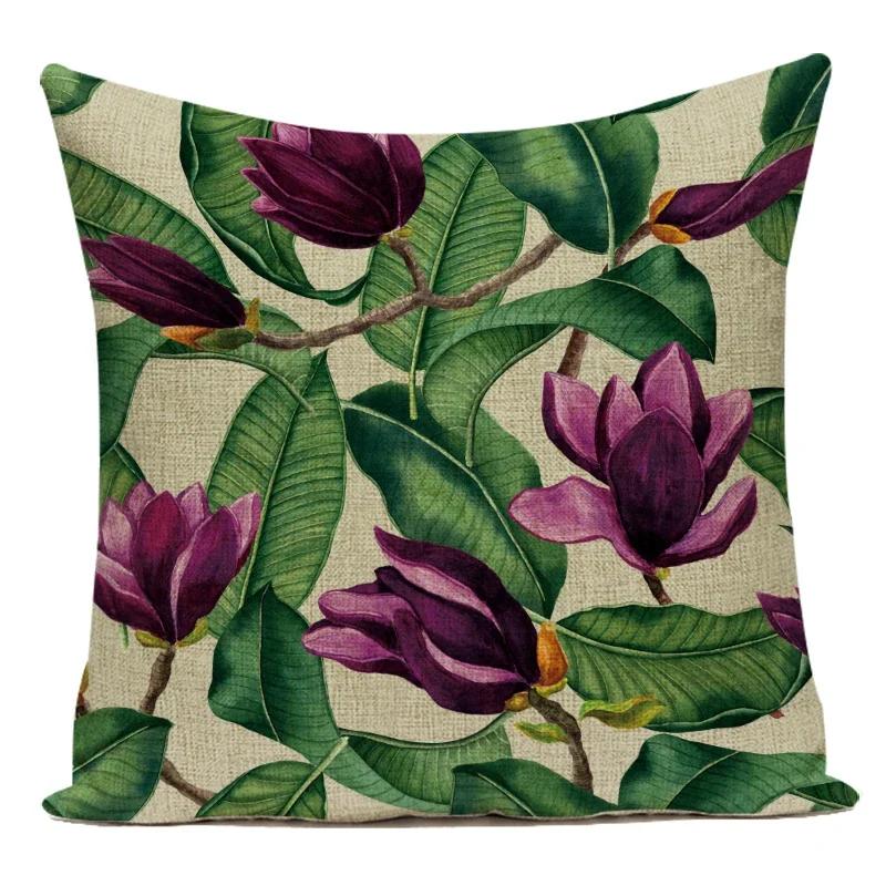Polyester Decorative Throw Pillows Case Red Rose Purple Lavender Pillow Cover Flower Cushion Cover For Sofa Home Living Room