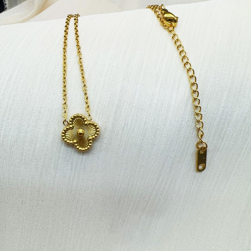 Double Sided Titanium Steel Clover Bracelet Necklace Ring Earrings Women's Non Fading Set Jewelry