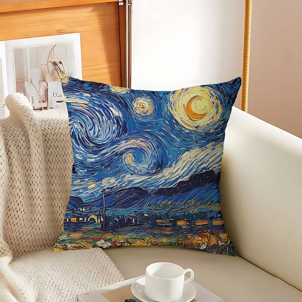 Van Gogh Starry Sky Art Personalized picture text home decorative pillows Household Gifts 45x45cm