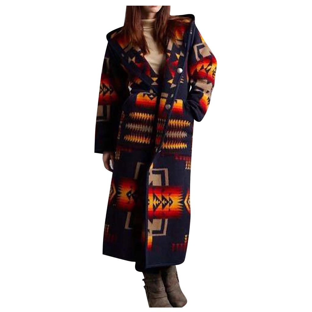 Dámská móda Teplý Plus Size Kabát Větrovka s kapucí s dlouhým rukávem a knoflíky a kapsami