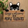 Welcome People Tolerated Cat Dog Wooden Welcome Door Sign Cat Footprint Wooden Plaque  Pet Shop