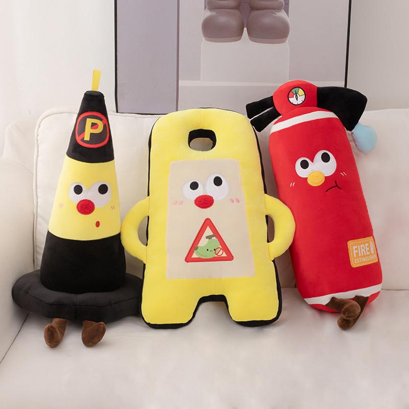 

Funny Warning Signs Plush Pillow Fire Extinguisher Traffic Cone Barricade Cushion Pillow Doll Children s Hobbies Toys Decor Gift 55cm