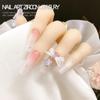 1 PCS Organza Bow Heart Zircon Pendant Nail Charms Lace Bow Love Nail Decorations  Nail Salon
