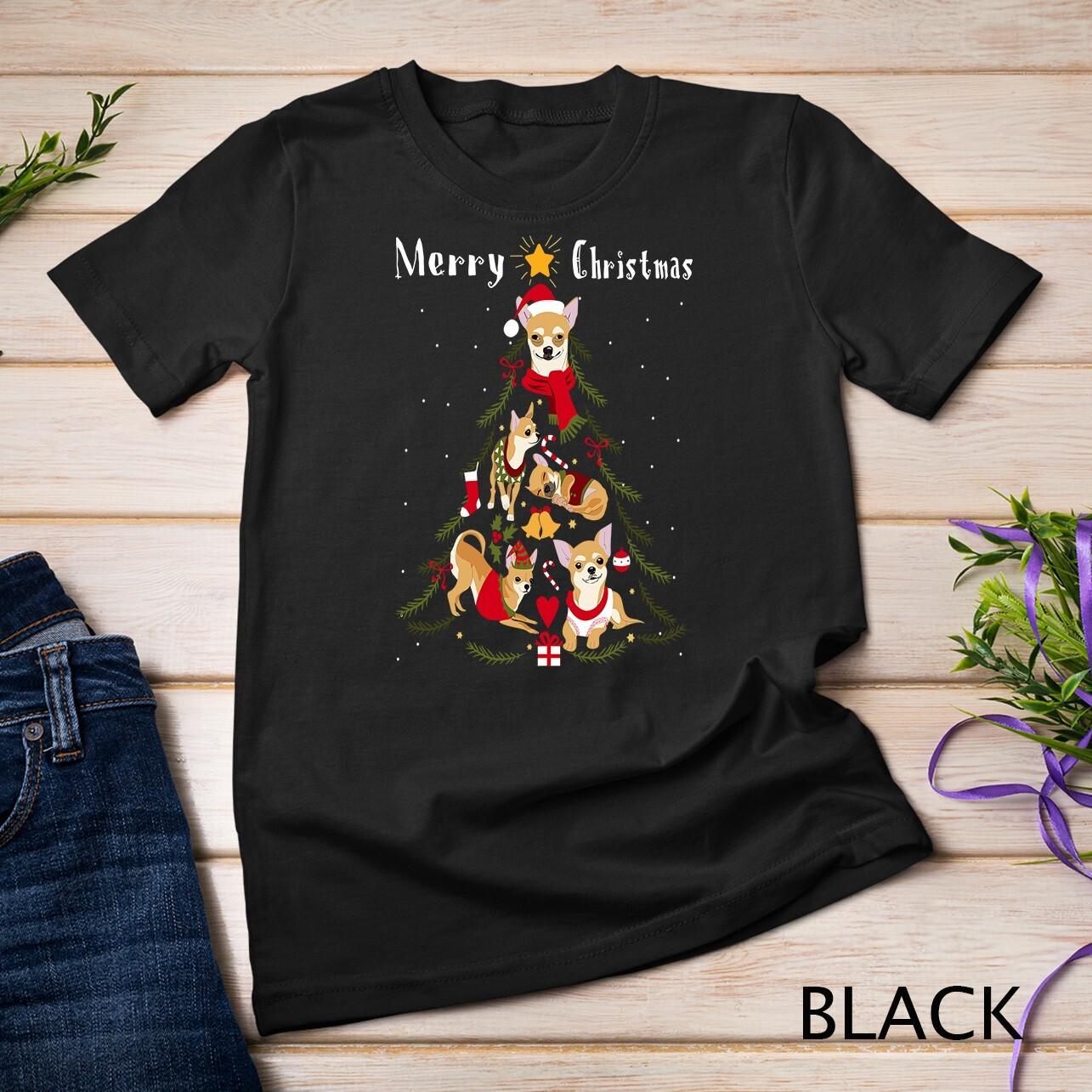 Chihuahua Christmas Tree Xmas Dog Lover Unisex T-Shirt Mens Womens Tees Top L