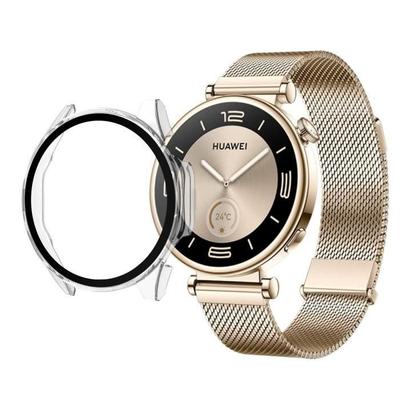 Schutz kompatibel Huawei Watch GT 4 41mm - Hartschale Smartwatch Hülle transparent Display gehärtetes Glas Phonillico®