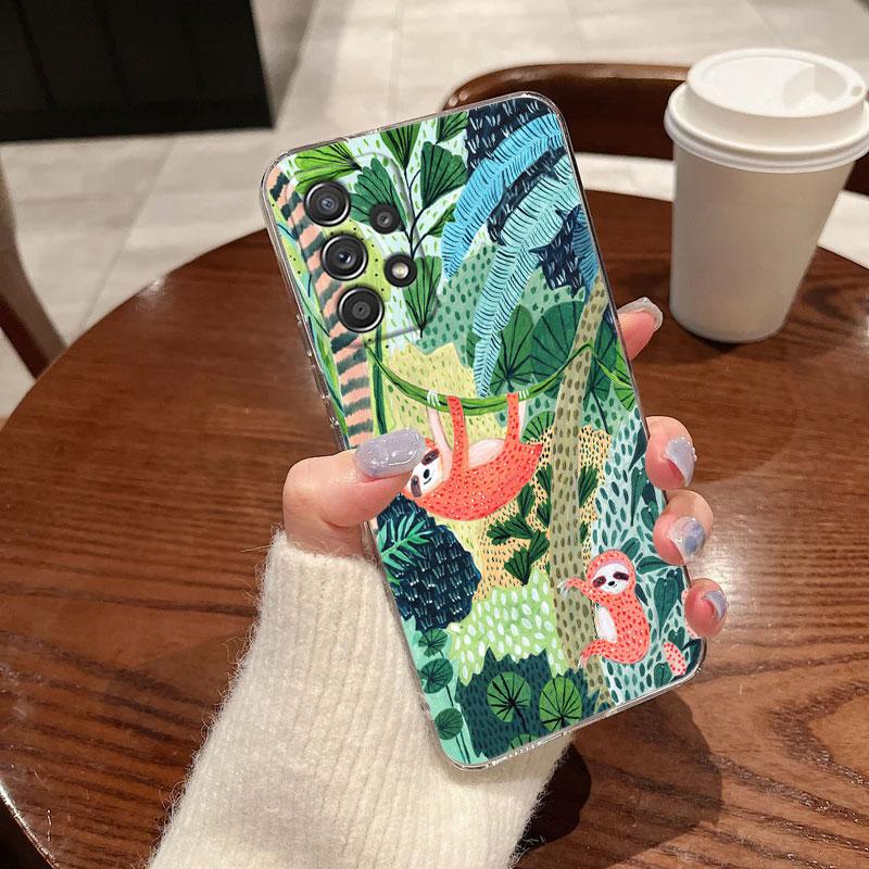 Jungle Art Snake Cats Sloth Phone Case For Samsung Galaxy A56 A57 A37 A55 A54 A36 A35 A26 A25 A16 A17 A07 A52 A34 A73 A21s Cover
