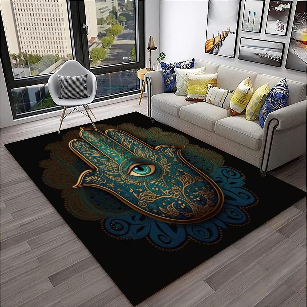 3D Evil Eye Nazar Tree of Life Carpet Rug for Home Living Room Bedroom Sofa Playroom Doormat Decor,Area Rug Non-slip Floor Mat