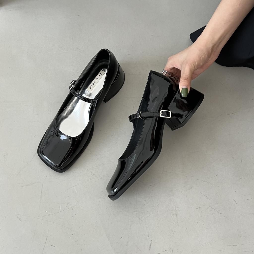 Brand Women Heels Shoes Fashion Square Toe Women Mary Jane Shoes Soft Sole Ballet Shoes Luxury Shallow Buckle Women Sandals 2025