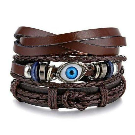 Schmetterling Stern Mond Anhänger Vintage Mehrschichtiges Lederarmband