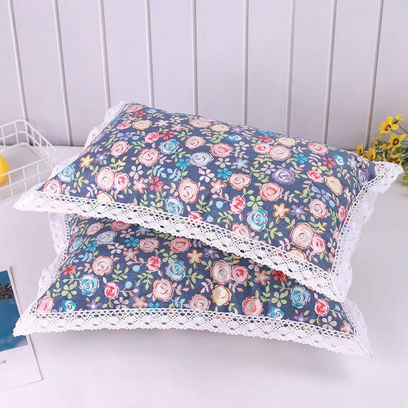 Thickened Pure Cotton Old Coarse Fabric Lace Pillowcase, A Pair of Student and Children's Dormitory Cotton Pillow Covers