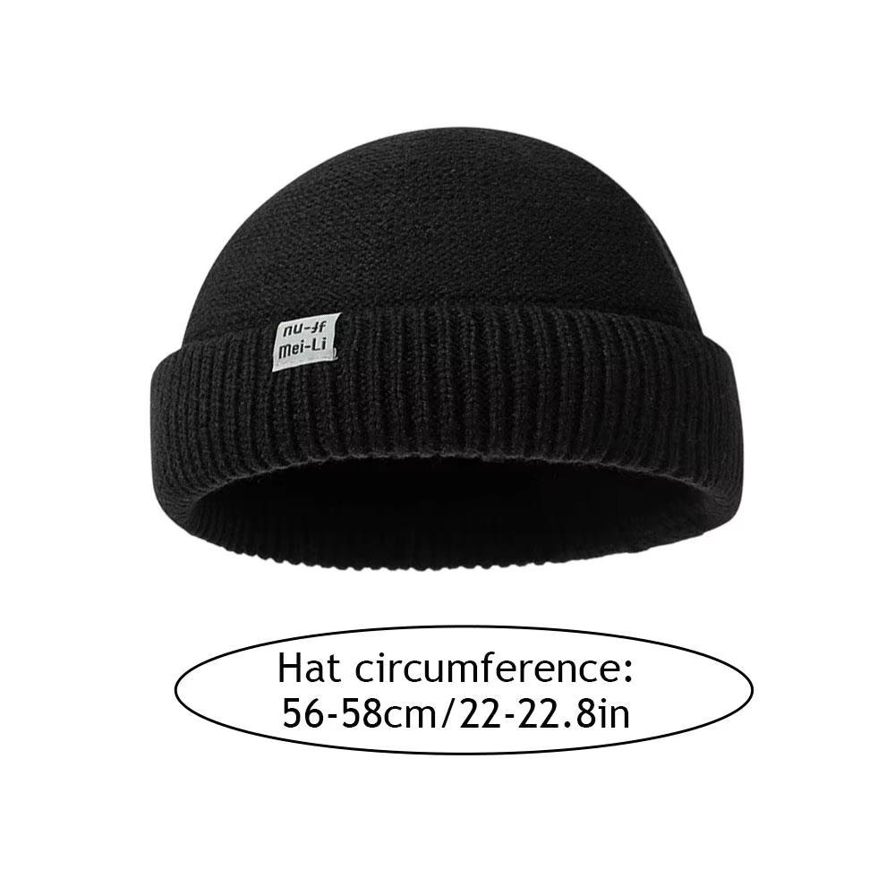 Wool Knit Brimless Cap Round Top Melon Cap Simple Fisherman Skullcap Autumn Winter