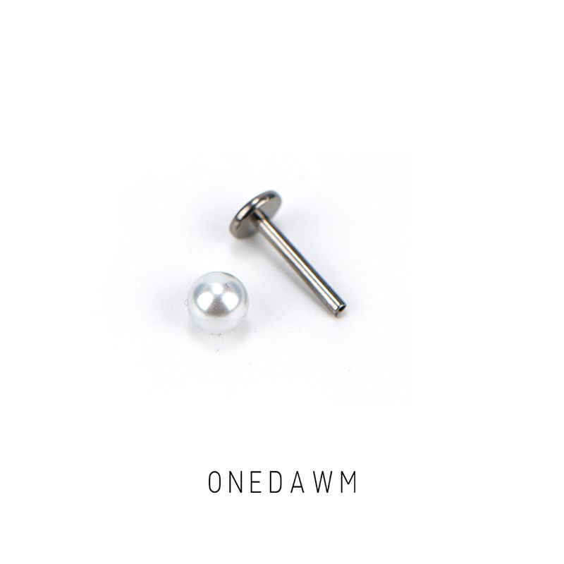 

F136 Shijia French Pearl Stud Earrings Flats Titanium Alloy Single 4mm pearl head [no pole]]