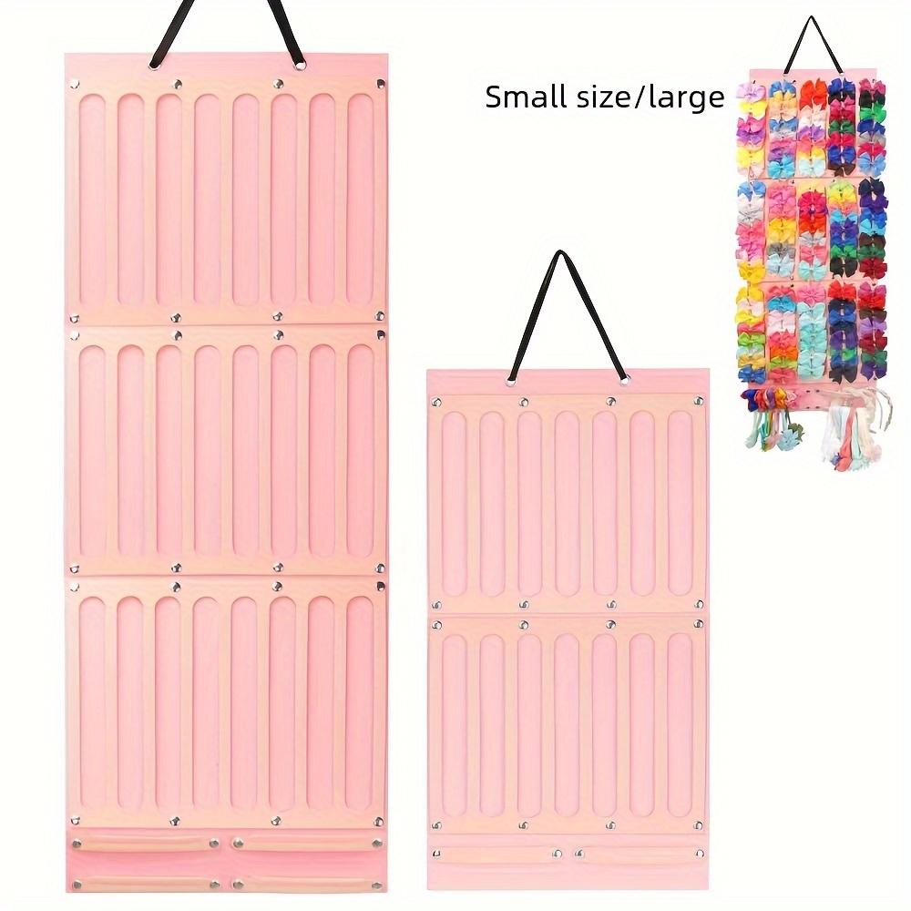 Pink Hanging Jewelry & Hair Accessory Organizer Bag - Felt Wall-Mounted Storage with Multiple Compartments for Headbands, Ribbons, and More