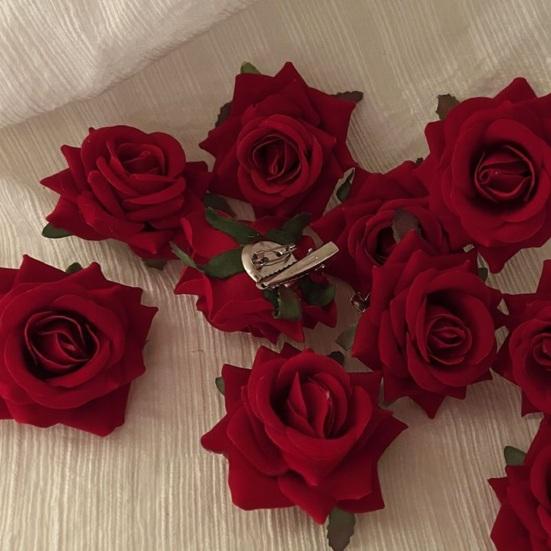 Women Hairpin French Style Artificial Rose Flower Decor Hair Clip Anti-slip Teeth Side Bang Hair Pin Holiday Leisure Hair Accessory
