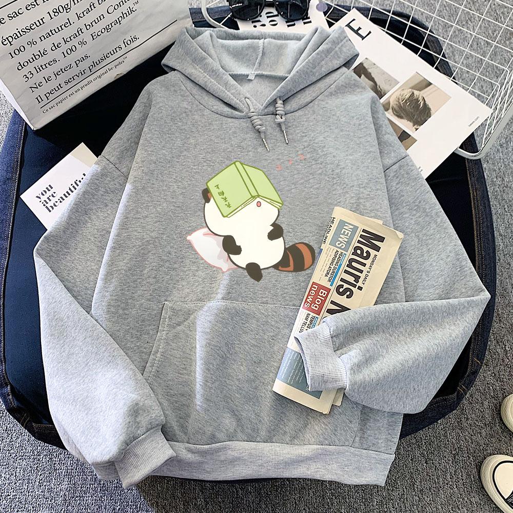 Raccoon Study Sleeping Graphic Hoodies Kawaii Cartoon Printing Girls Sweatshirts Long Sleeve Women Men Pullovers Hooded