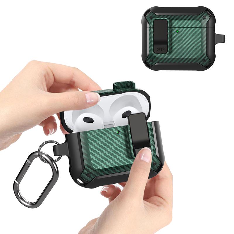 Luxury Carbon Fiber Texture TPU+PC Switch Earphone Case For Airpods 4 Shockproof Cover Airpods Pro 2 3 2 1 Accessories