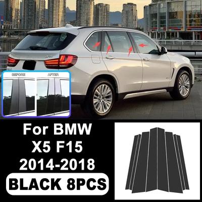 Pour BMW X5 F15 2014-2018 Autocollants de Pilier B C Noir Piano, Facile à installer PC Garniture de Fenêtre Anti-Rayures Pièces de Style Extérieur