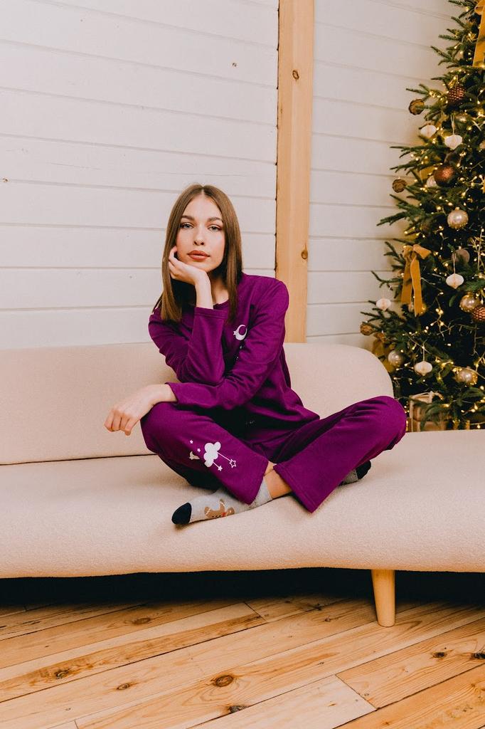 Women’s Warm Pajama Set – Cozy Long Sleeve Top & Pants with Button Closure, Demi-Season, 8240-023-33-1 HC