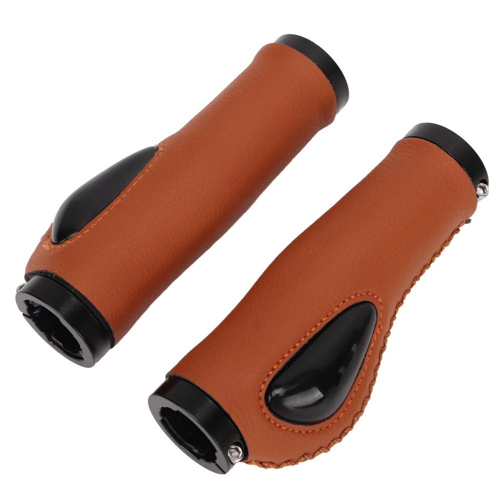 1 Pair Ergonomic Palm Support Leather Bike Grips Leather Bike Handlebar Grips  Mountain Bike Riding